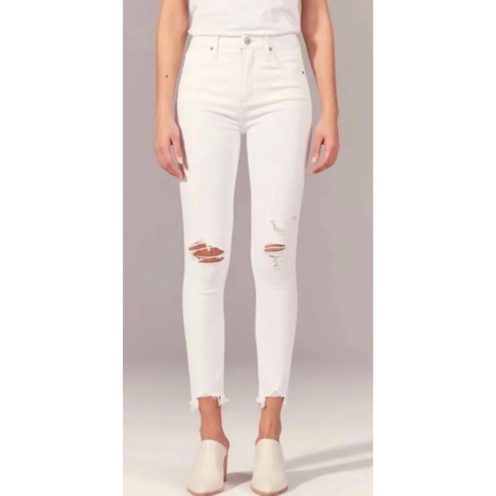 Abercrombie & Fitch Simone High Rise Ankle Jeans White Size 28